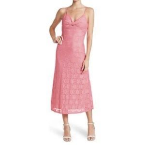 NSR Dress NWT Pink Floral Lace Twist Front Column Spaghetti Strap Midi in Medium